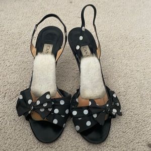 Vintage Casadei black $ white polka dot pumps